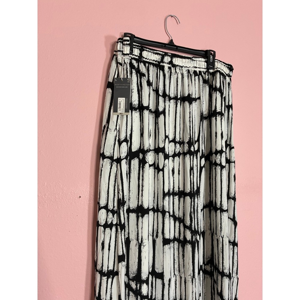 Worthington Women's Black White Abstract Print Maxi Skirt Size L NWT - Picture 8 of 9